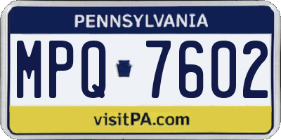 PA license plate MPQ7602