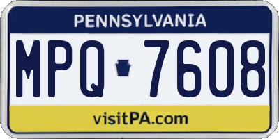 PA license plate MPQ7608