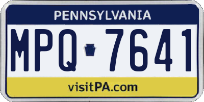 PA license plate MPQ7641