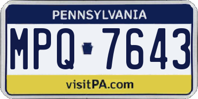 PA license plate MPQ7643
