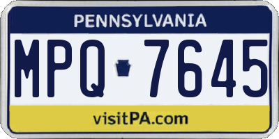 PA license plate MPQ7645