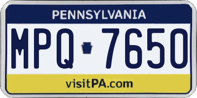 PA license plate MPQ7650