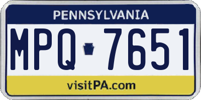 PA license plate MPQ7651