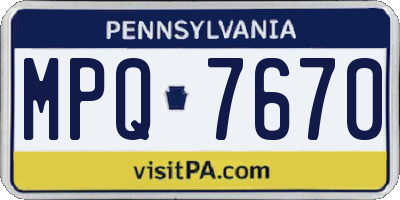 PA license plate MPQ7670