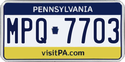 PA license plate MPQ7703