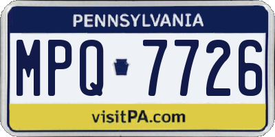 PA license plate MPQ7726