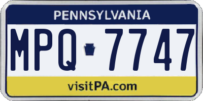 PA license plate MPQ7747