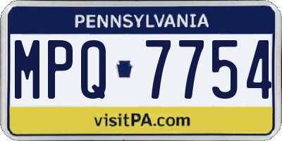 PA license plate MPQ7754