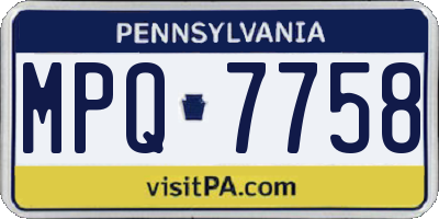 PA license plate MPQ7758