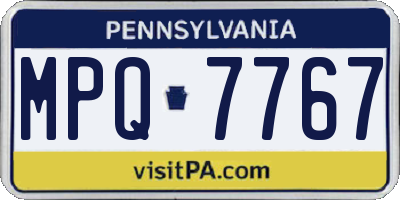 PA license plate MPQ7767