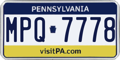PA license plate MPQ7778