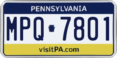 PA license plate MPQ7801