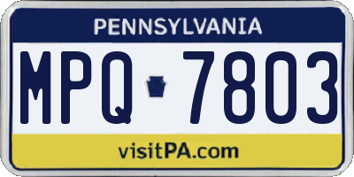 PA license plate MPQ7803