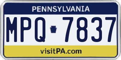 PA license plate MPQ7837