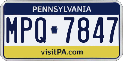 PA license plate MPQ7847