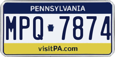 PA license plate MPQ7874