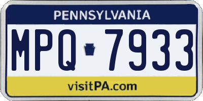 PA license plate MPQ7933