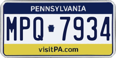 PA license plate MPQ7934