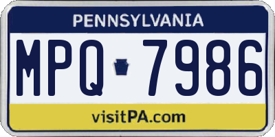 PA license plate MPQ7986