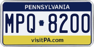 PA license plate MPQ8200