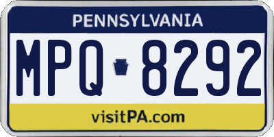 PA license plate MPQ8292