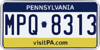 PA license plate MPQ8313
