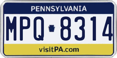 PA license plate MPQ8314