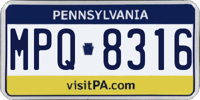 PA license plate MPQ8316