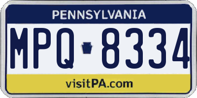PA license plate MPQ8334
