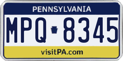 PA license plate MPQ8345