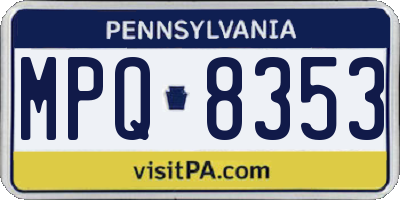 PA license plate MPQ8353