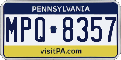 PA license plate MPQ8357