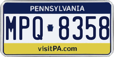 PA license plate MPQ8358