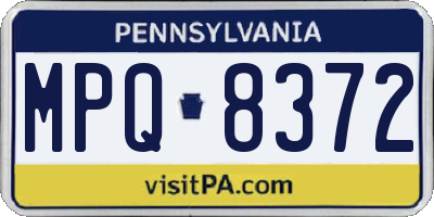 PA license plate MPQ8372