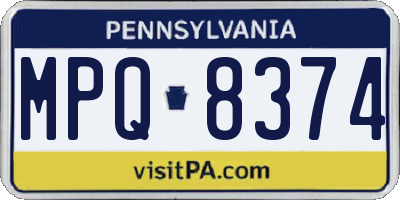 PA license plate MPQ8374