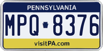PA license plate MPQ8376