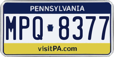 PA license plate MPQ8377