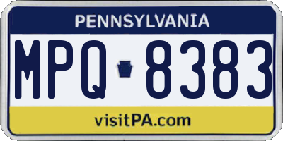 PA license plate MPQ8383