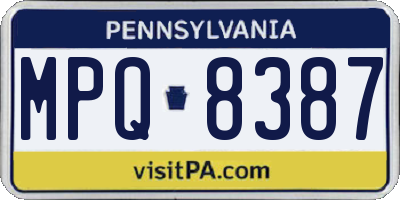 PA license plate MPQ8387