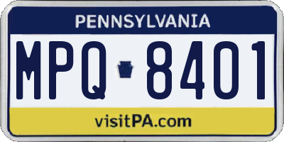 PA license plate MPQ8401