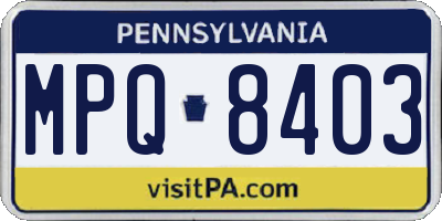 PA license plate MPQ8403