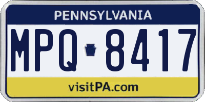 PA license plate MPQ8417