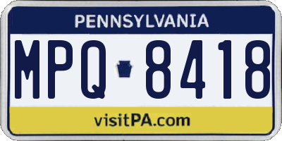 PA license plate MPQ8418