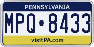 PA license plate MPQ8433