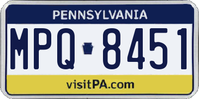 PA license plate MPQ8451