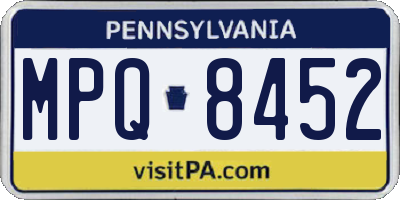 PA license plate MPQ8452