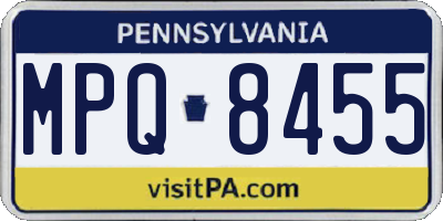 PA license plate MPQ8455