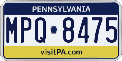 PA license plate MPQ8475
