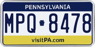 PA license plate MPQ8478