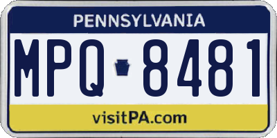 PA license plate MPQ8481
